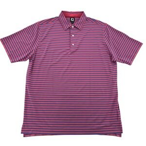 FootJoy Golf Polo Shirt Men XL Striped Pink Blue Short Sleeve Lightweight Preppy